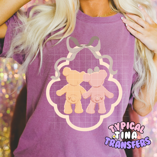 Teddys in frame with bow | DTF Transfer | POD - choose design