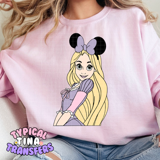 Rapunzel Mouse ears | DTF Screen Print | POD