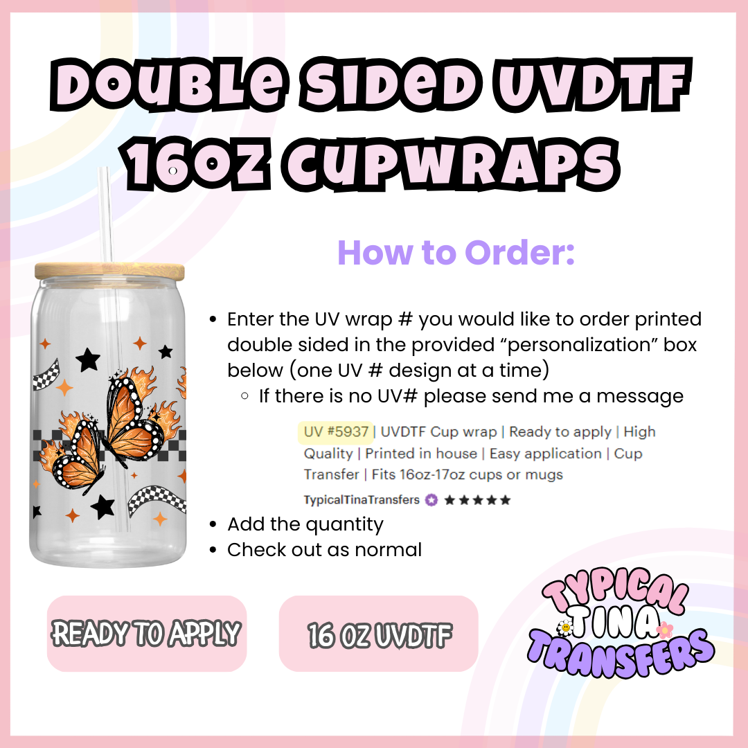 Double Sided UVDTF Ordering | 16oz UVDTF Wrap | POD