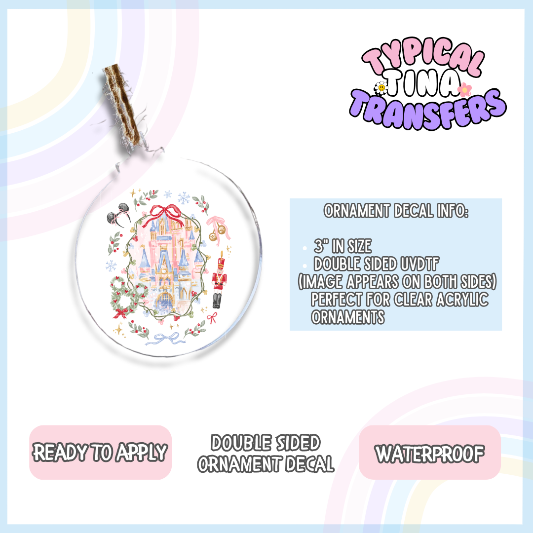 Christmas castle wreath | 3" Ornament Decal | POD