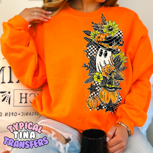 Floral Ghost Green/Orange | DTF Transfer | POD