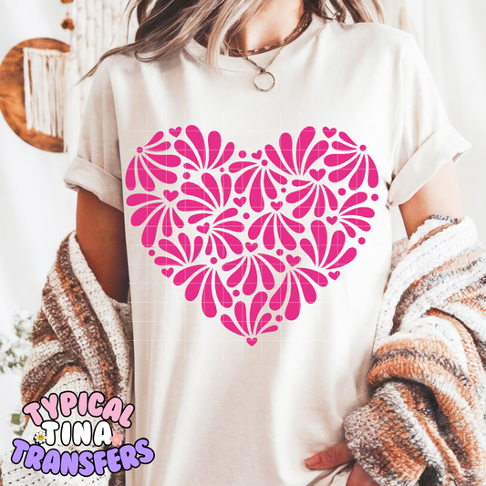 Talavera Heart (Pink) | DTF Screen Print | POD