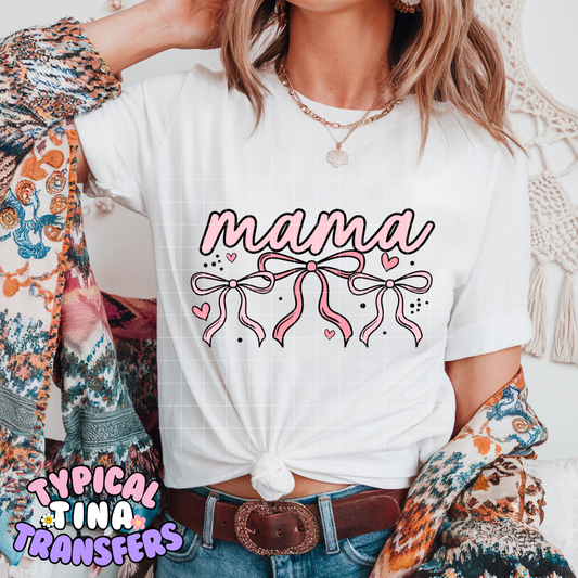 Mama Coquette pink bows | DTF Screen Print | 11" Adult