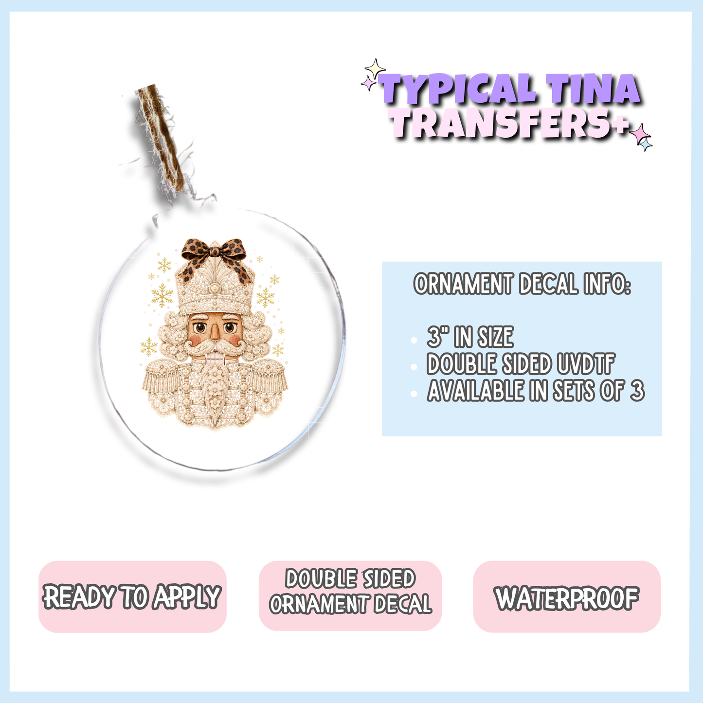 Pearl Nutcracker | 3" Xmas Ornament | POD
