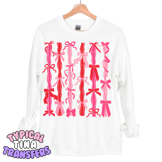 Pink and Red ribbon bows | DTF Screen Print | POD