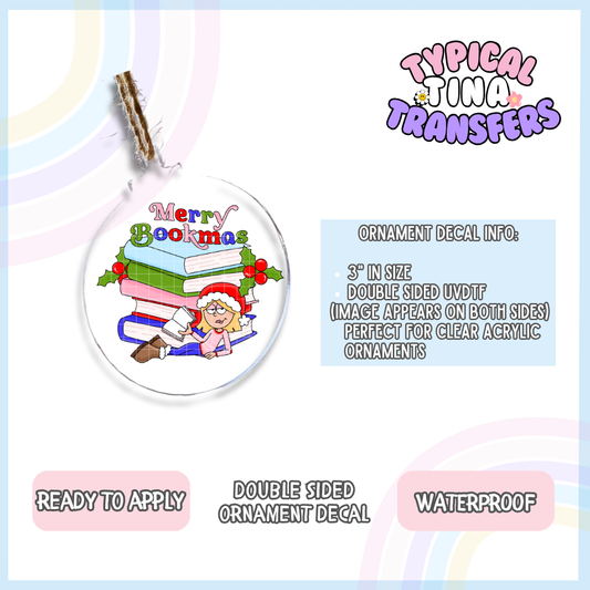Liz merry bookmas | 3" Ornament Decal | POD