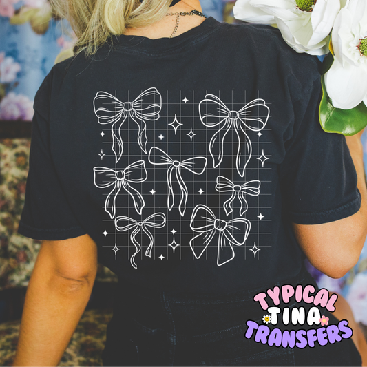Dainty White bows | DTF Screen Print | POD