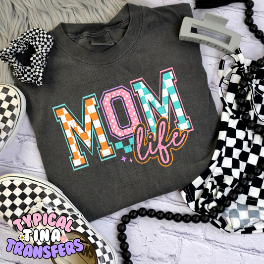 Mom Life Check pattern | DTF Transfer | POD
