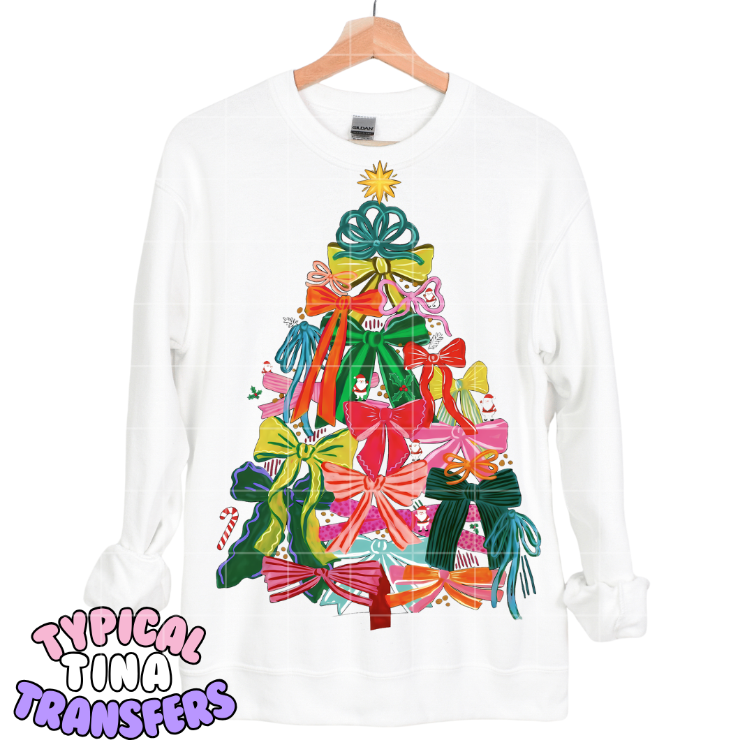 Colorful Tree w/ ribbon bows | DTF Screen Print | POD