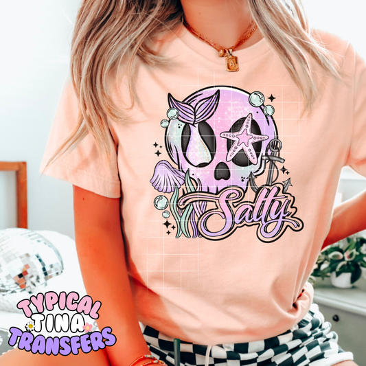 Salty mermaid Skull | DTF Transfer | POD