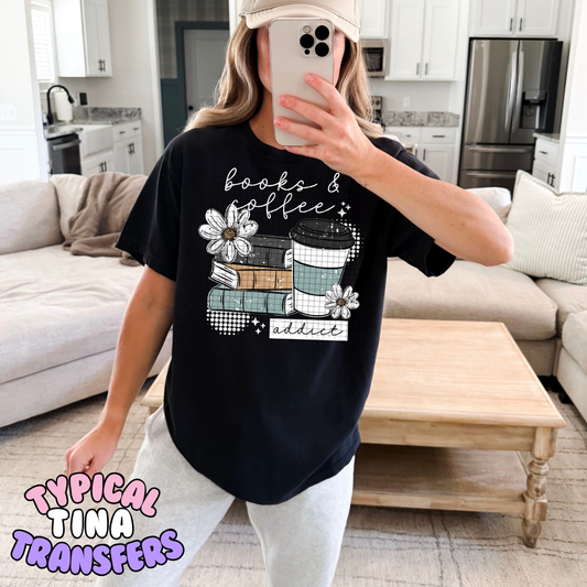 Books & Coffee addict | DTF Transfers | POD