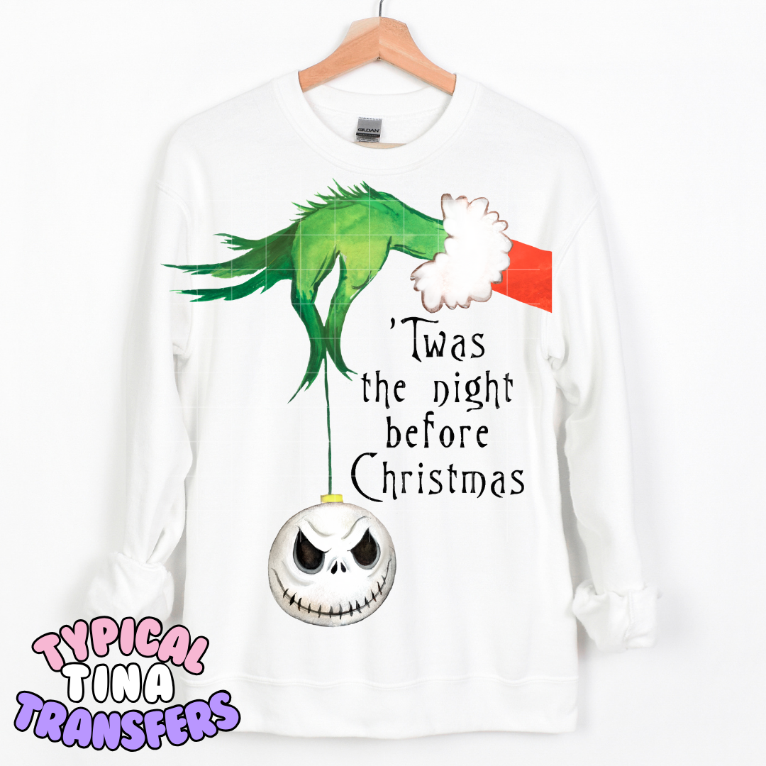 Twas the night before christmas (Gr!nch hand) | DTF Transfer | POD