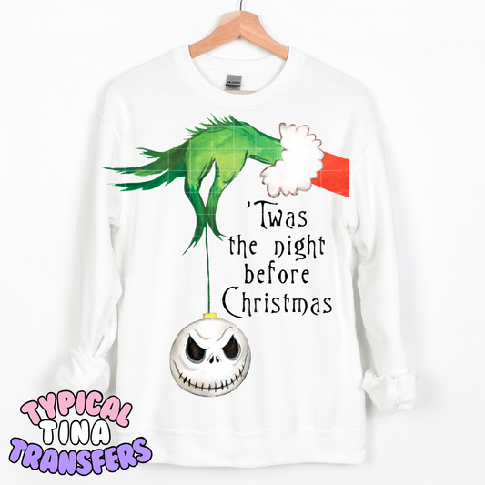 Twas the night before christmas (Gr!nch hand) | DTF Transfer | POD