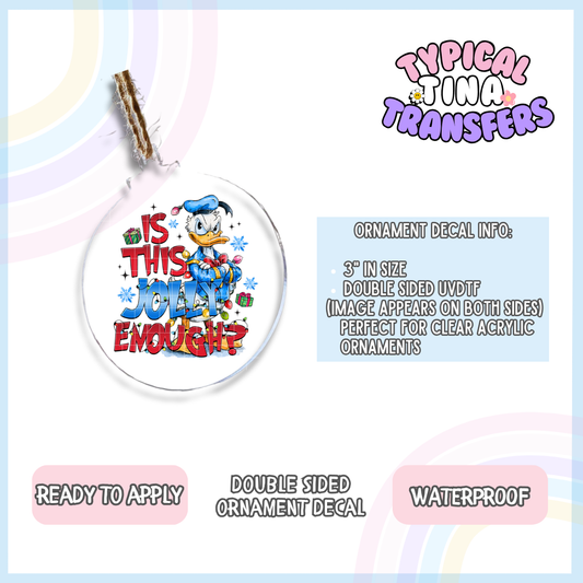 D Duck jolly enough | 3" Ornament Decal | POD