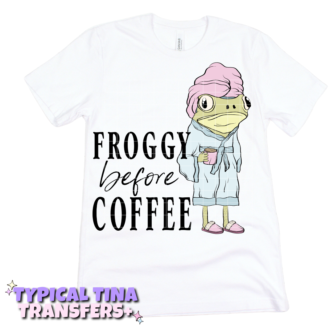 Froggy before coffee | DTF Transfers | POD