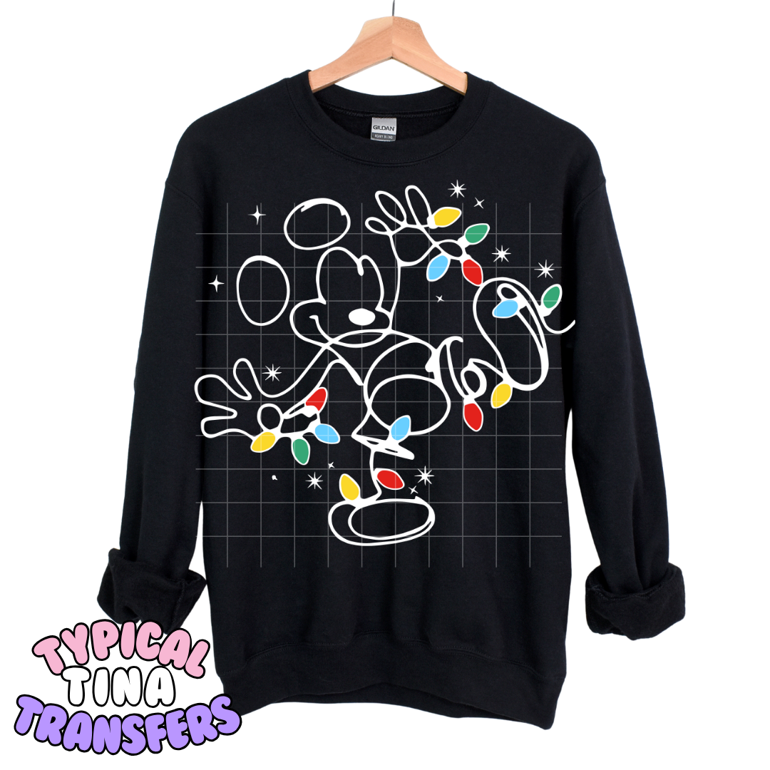 String of Lights Characters - White print | DTF Transfers | POD