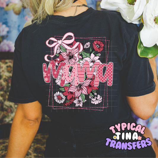 Mama Pink Pattern Floral | DTF Screen Print | POD