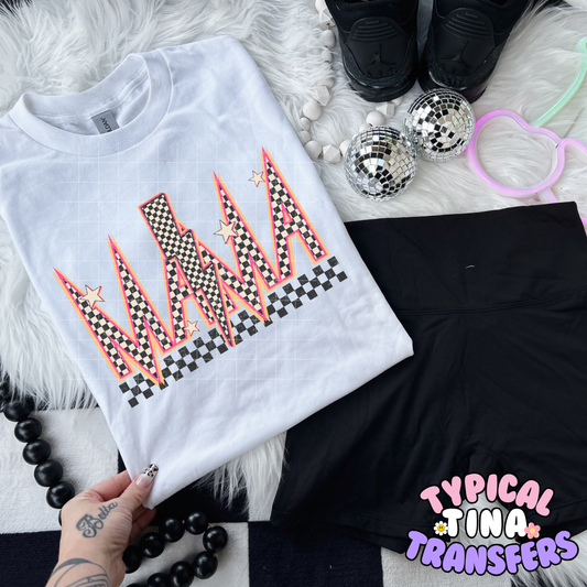 Mama checkered pink lining | DTF Transfer | POD