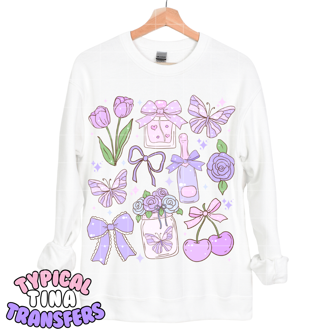 Purple Florals and butterflies | DTF Transfers | POD