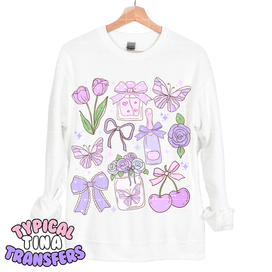 Purple Florals and butterflies | DTF Transfers | POD