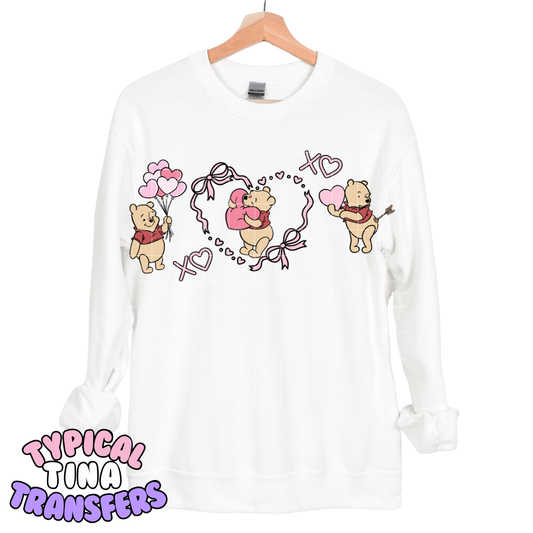 P Bear Valentine with hearts | DTF Transfers | POD