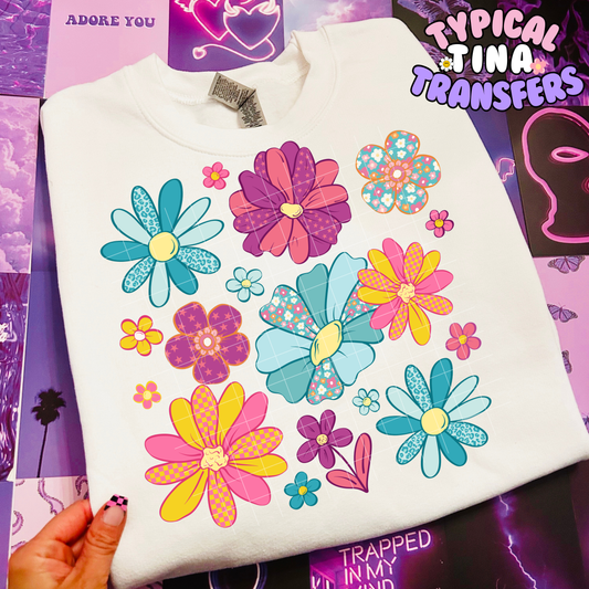 Retro Flowers | DTF Transfer | POD