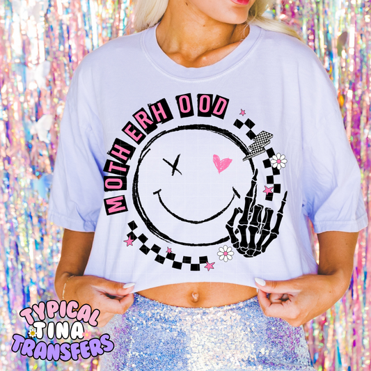 Motherhood Smile Face (black letters) | DTF Screen Print | POD