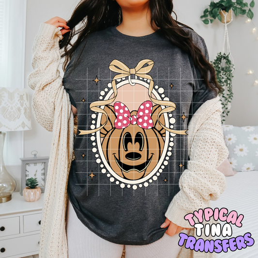 Pumpkin Mouse Fames and ribbon | DTF Transfer | POD