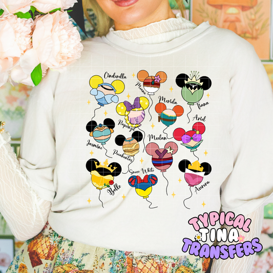 Princess Mose Ear balloons | DTF Transfer | POD