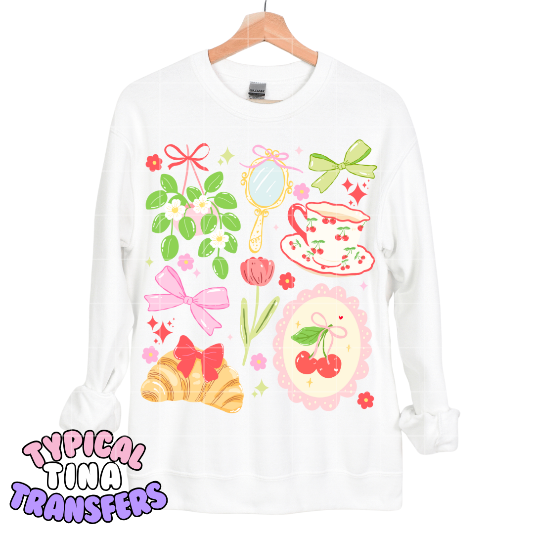 Tea Party pink & Green | DTF Transfers | POD