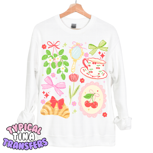 Tea Party pink & Green | DTF Transfers | POD