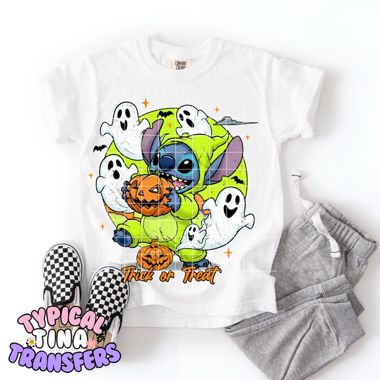 Alien Green Costume and Ghosts | DTF Transfer | POD