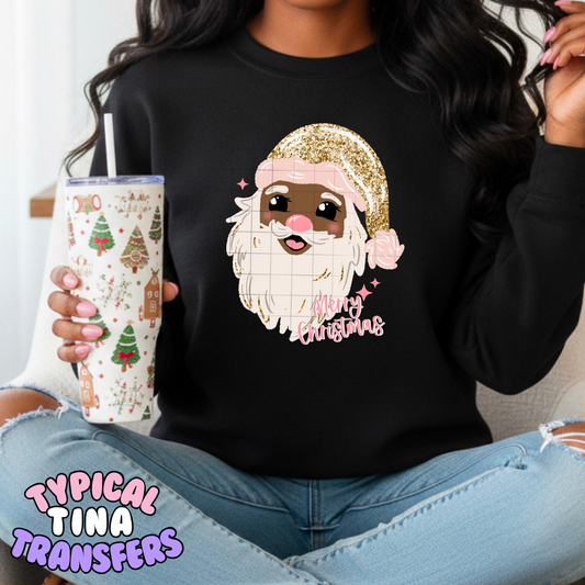 Merry Santa Glitter Hat | DTF Transfer | POD