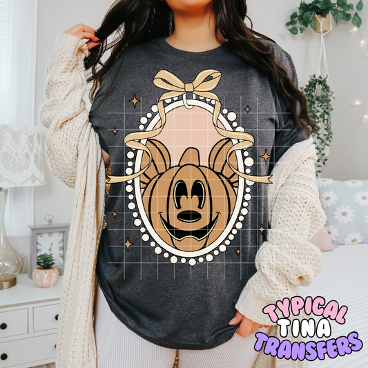 Pumpkin Mouse Fames and ribbon | DTF Transfer | POD