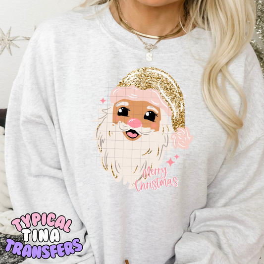 Merry Santa Glitter Hat | DTF Transfer | POD