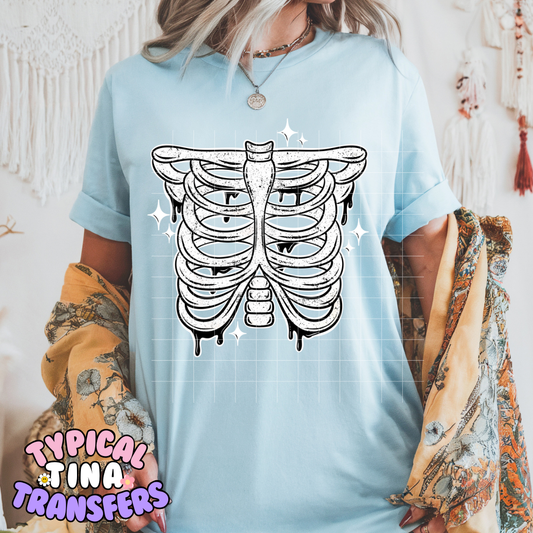 Ribcage (white outline) | DTF Screen Print | POD