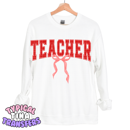 Teacher Pink bow | DTF Transfers | POD