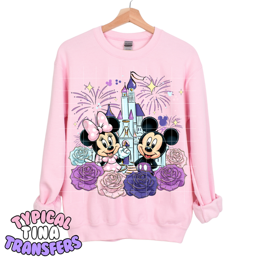 M&M Castle with florals (purple and pink) | DTF Transfers | POD