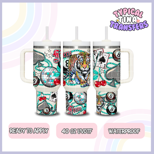 Fierce Teal checkered  | 40oz UVDTF Wrap | POD