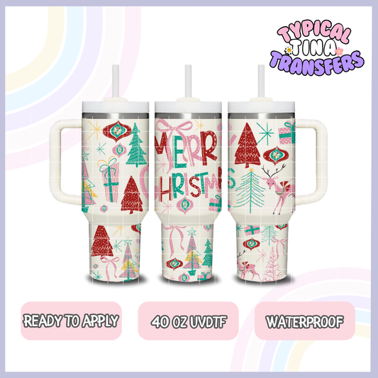 Retro Merry Christmas | 40oz UVDTF Wrap | POD