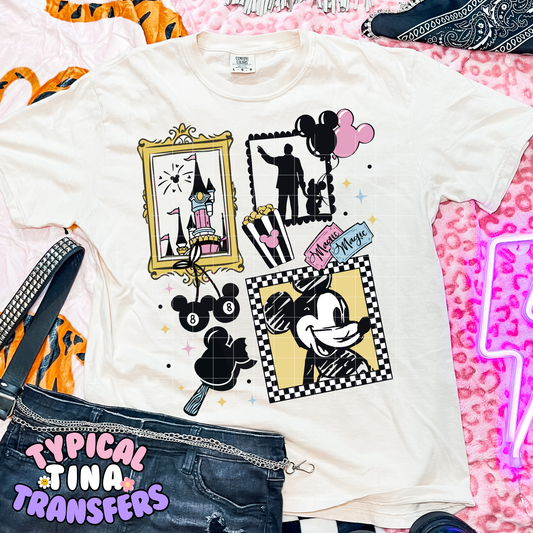 Magical Checkered Frame Collage - Pastels | DTF Transfer | POD