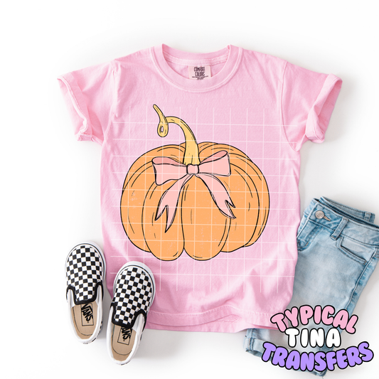 Pumpkin pink bow | DTF Transfer | POD