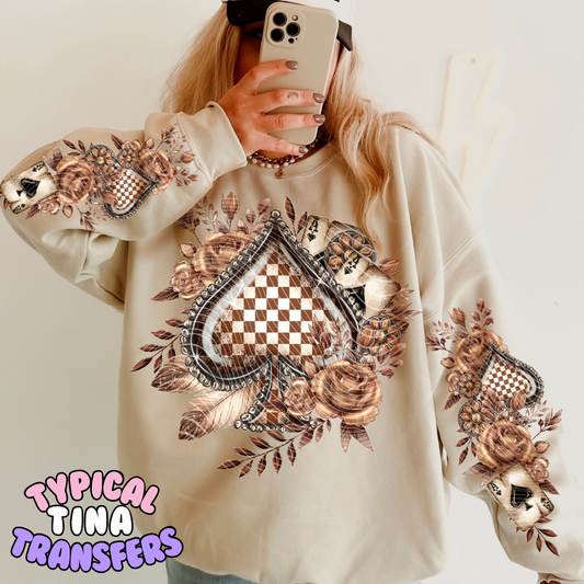 Brown checkered Spade | DTF Transfers | POD