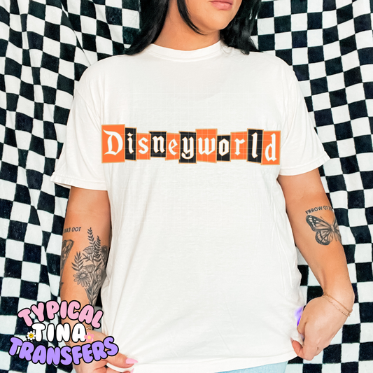 Black and Orange, Orange trim Diz world Banner | DTF Transfer | POD