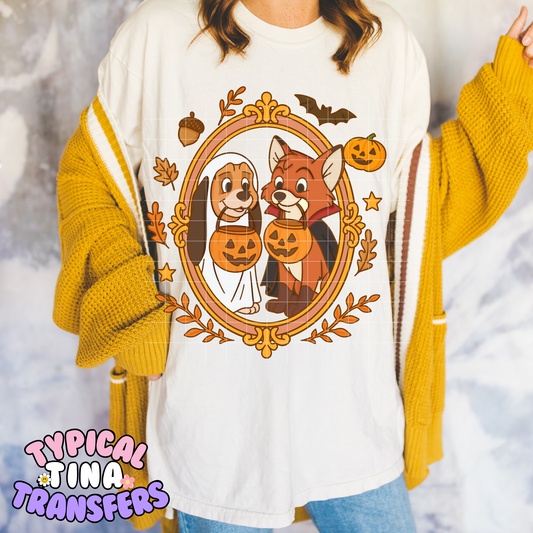 Fox & Dog Halloween Frame | DTF Transfer | POD