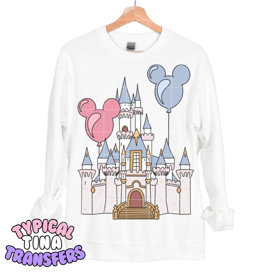 Dreamy Castle with balloons | DTF Transfers | POD