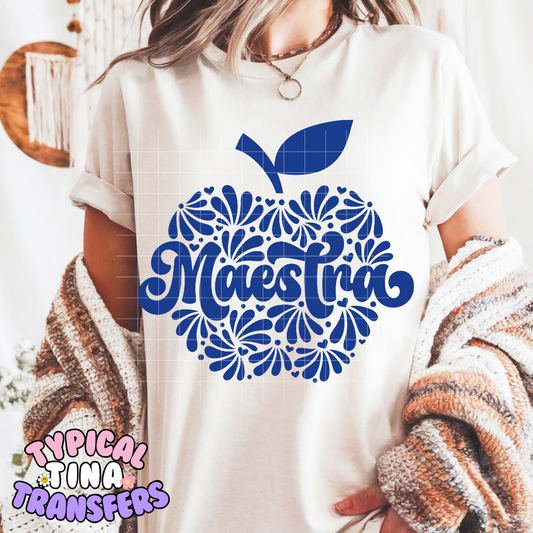 Maestra Apple (Blue) | DTF Screen Print | POD