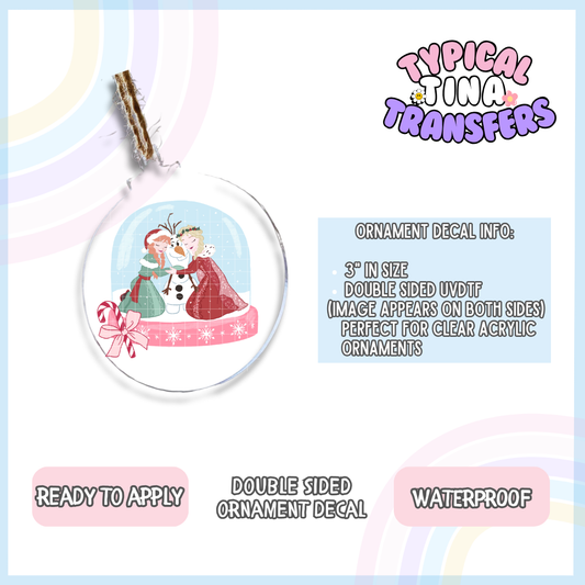 Snowglobe E & A | 3" Ornament Decal | POD