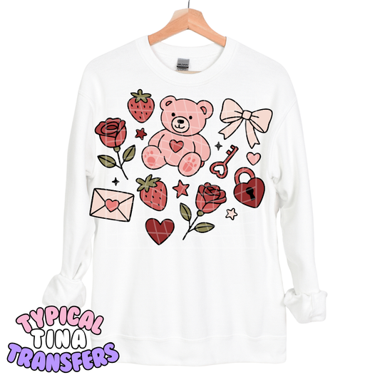 Valentine's Day Teddy and roses | DTF Transfers | POD
