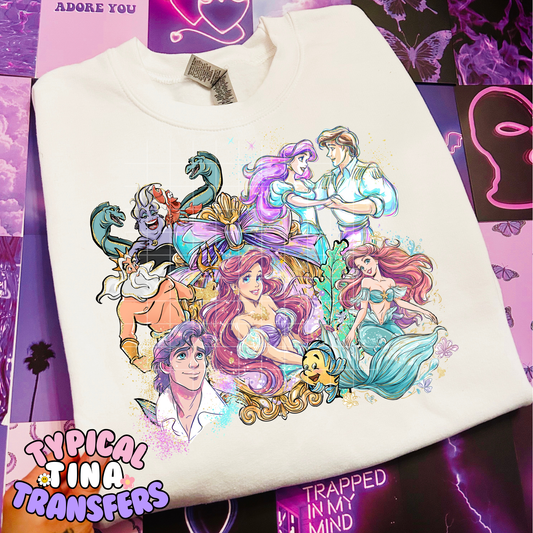 Sketech Mermaid group mural | DTF Transfer | POD